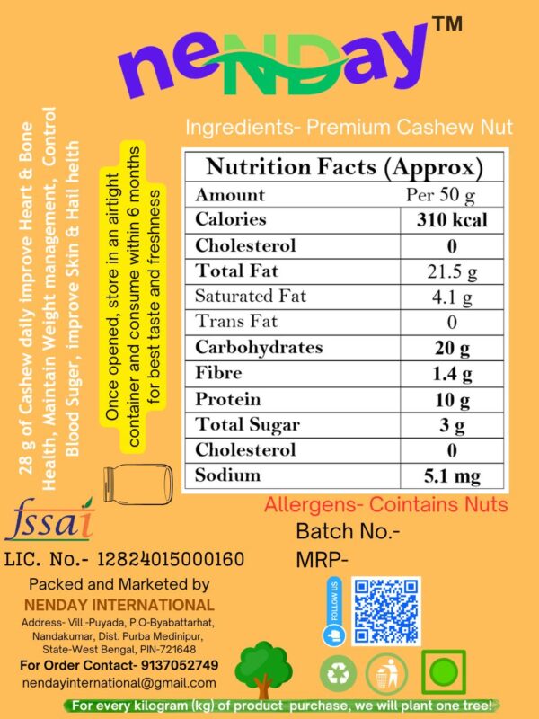 Whole Cashew Nuts W240 1KG - Image 3